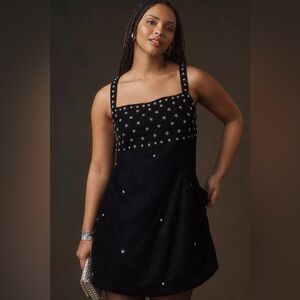 NWT By Anthropologie sleeveless embellished velvet mini dress XL Petite